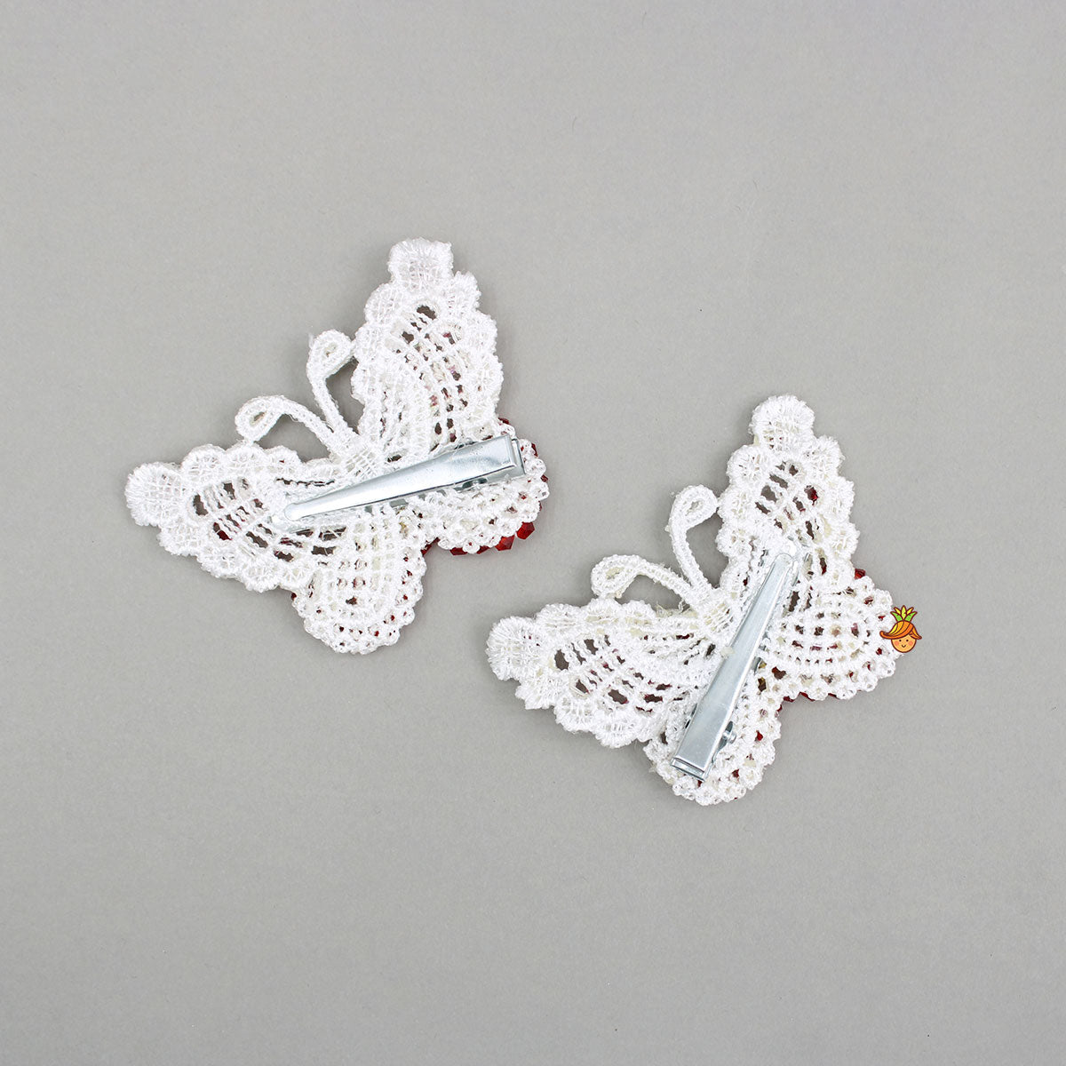 Pretty Embellished Red Butterfly Hair Clips