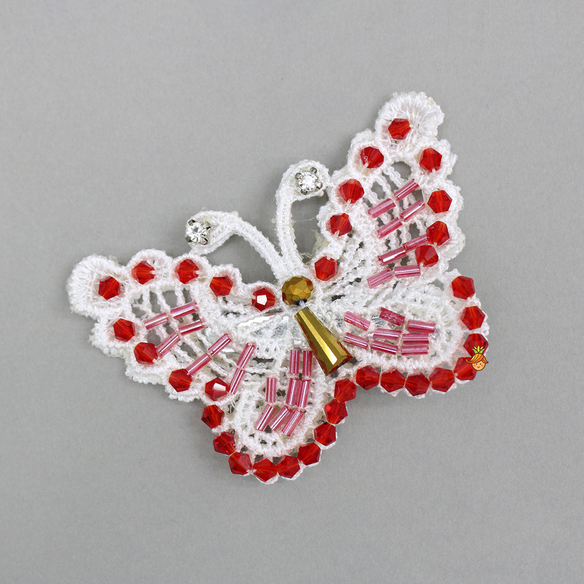 Pretty Embellished Red Butterfly Hair Clips