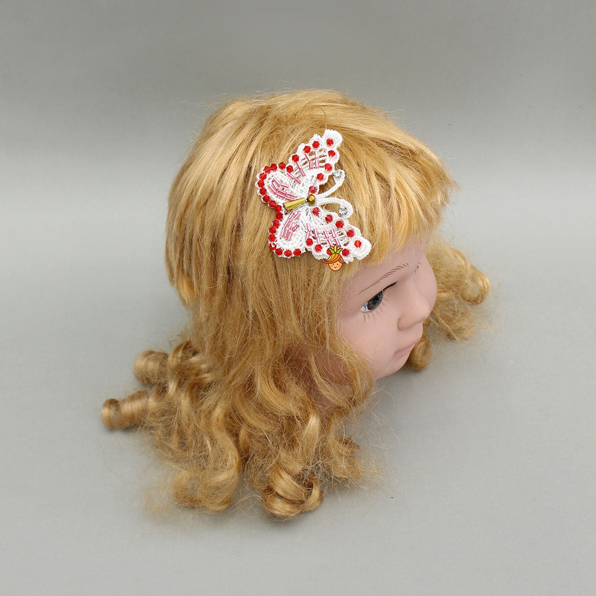Pretty Embellished Red Butterfly Hair Clips