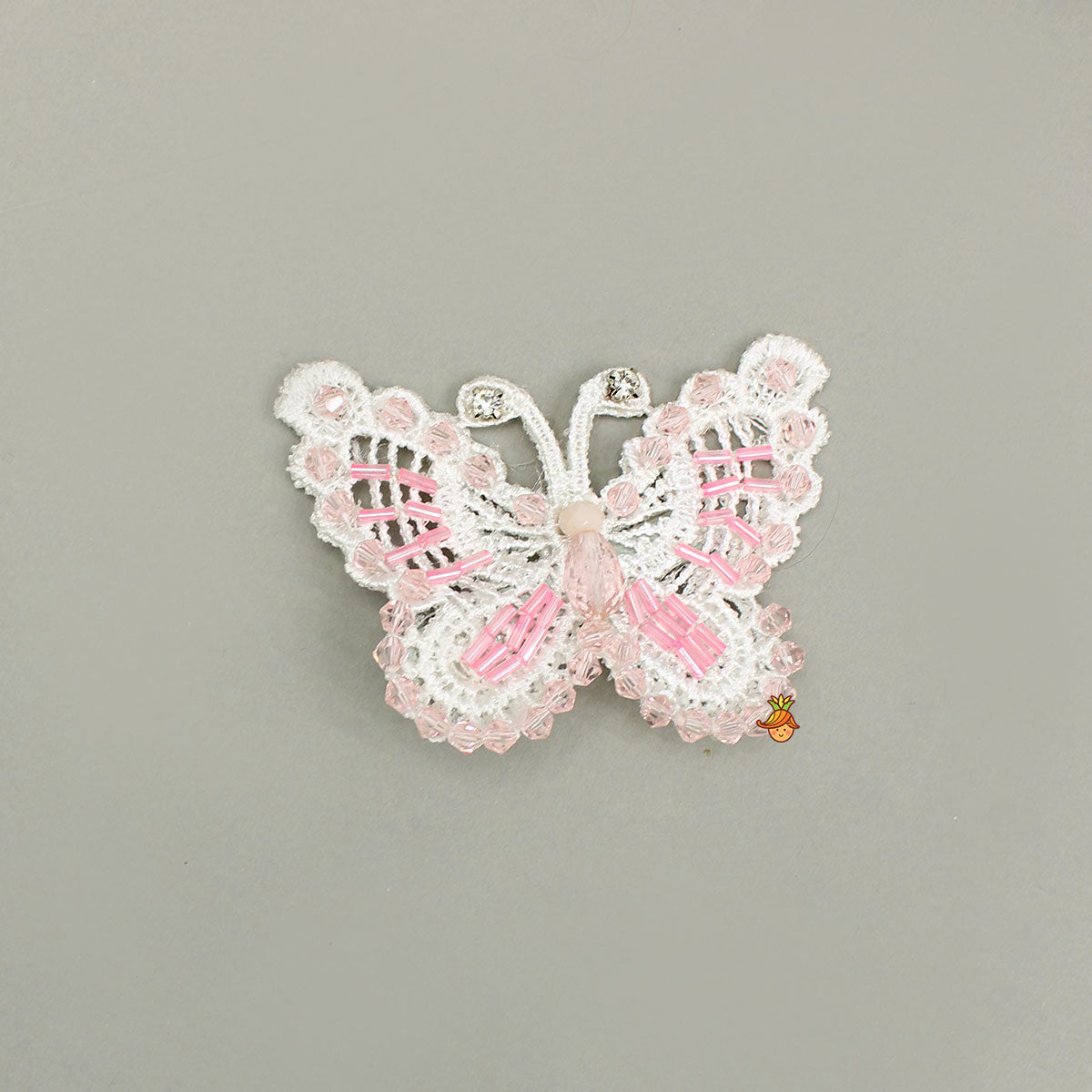 Bead Embellished Pink Butterfly Hair Clip