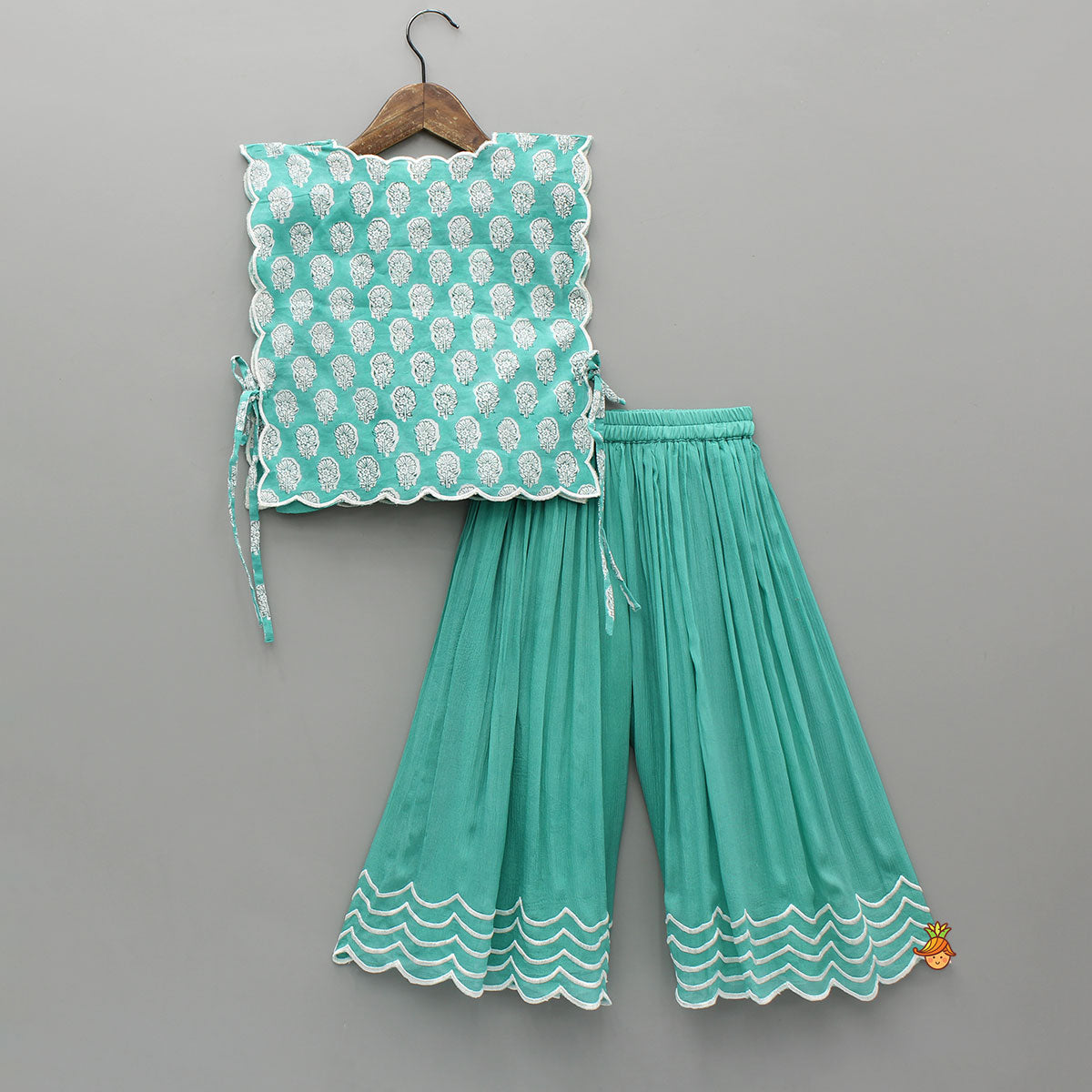 Blue vest Style Top With Matching Palazzo