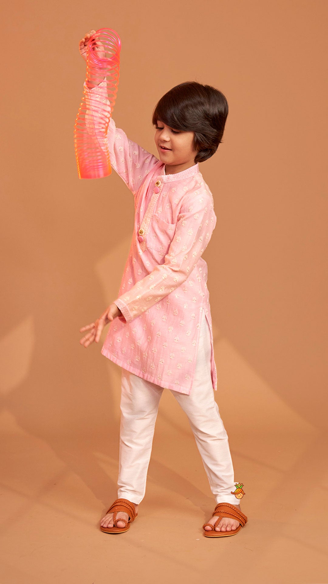 Pink Ombre Kurta With Off White Pyjama