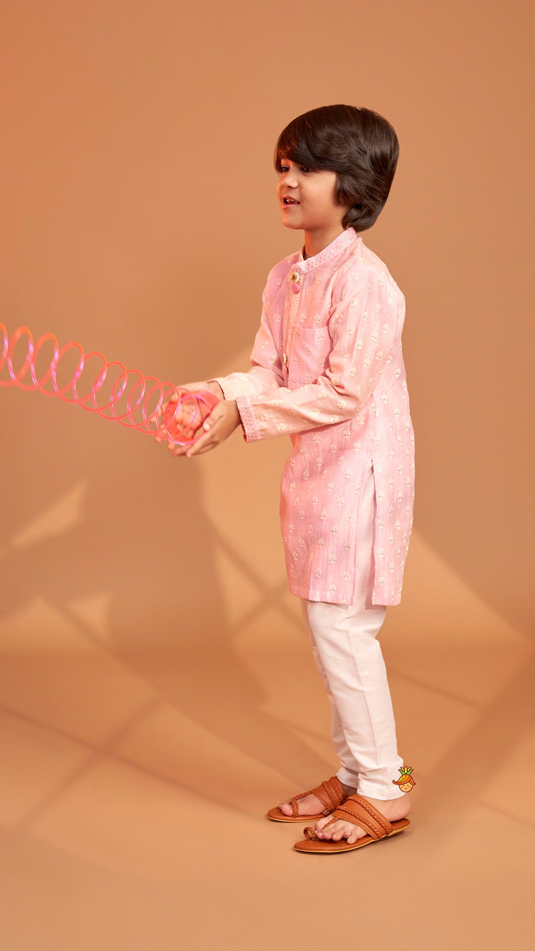 Pink Ombre Kurta With Off White Pyjama