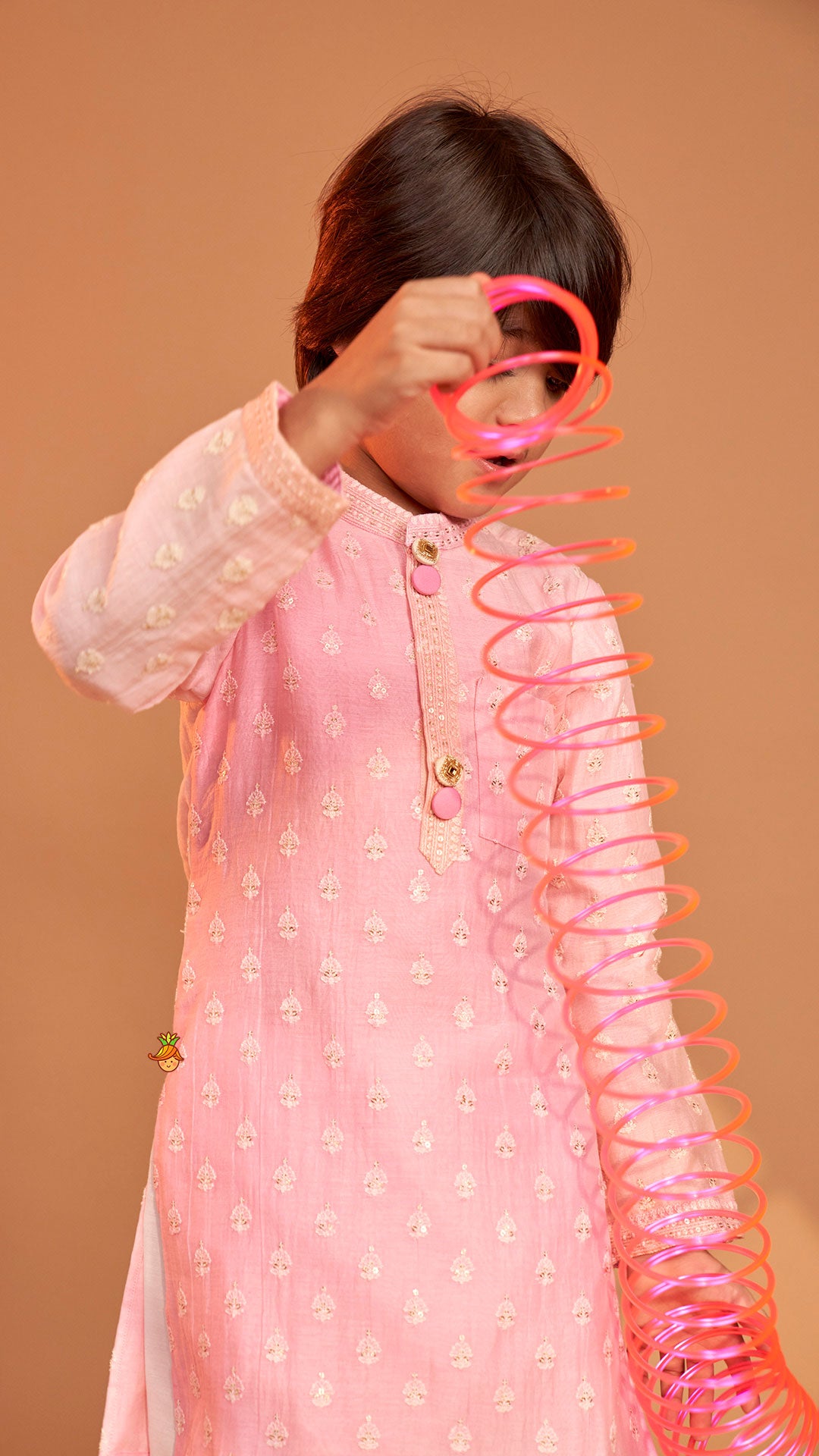 Pink Ombre Kurta With Off White Pyjama
