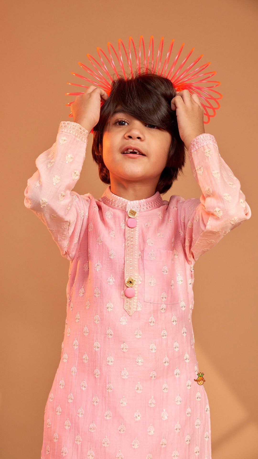 Pink Ombre Kurta With Off White Pyjama
