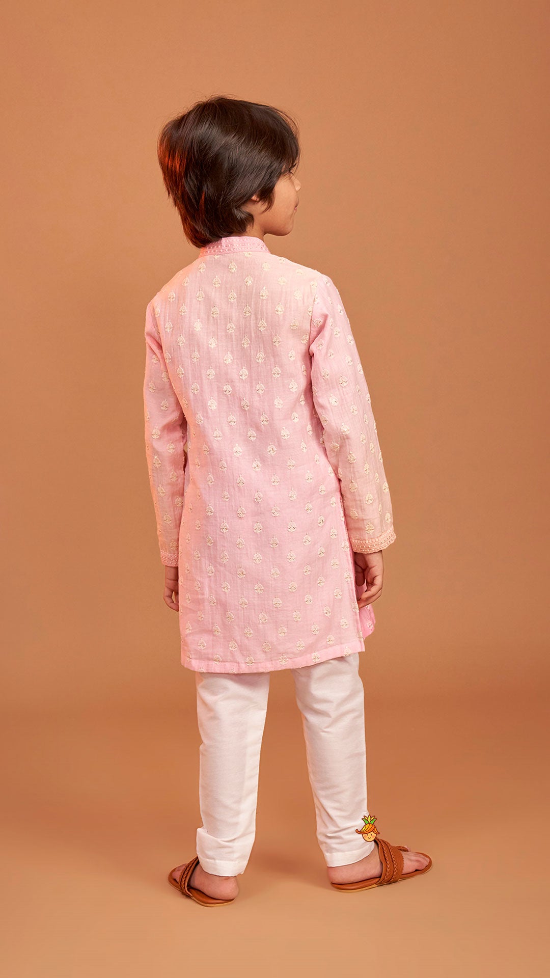 Pink Ombre Kurta With Off White Pyjama