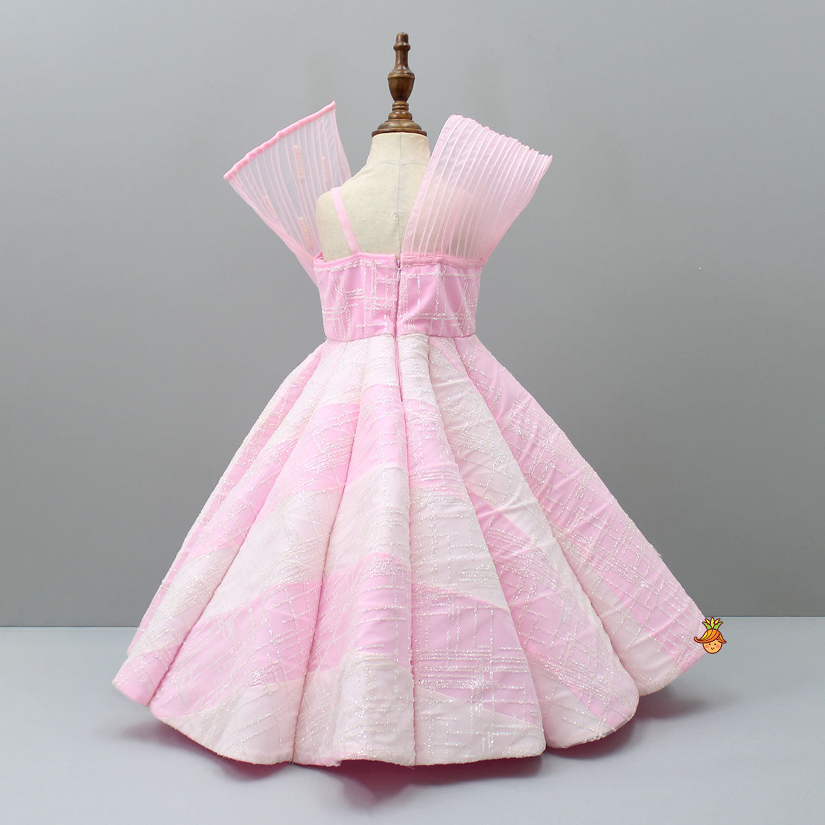 Glitters Enhanced Strappy Pink Gown