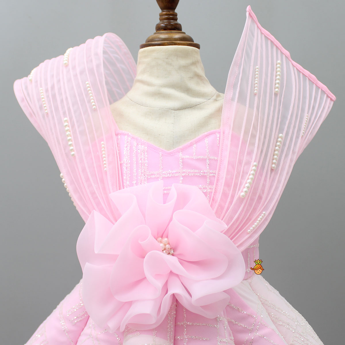 Glitters Enhanced Strappy Pink Gown