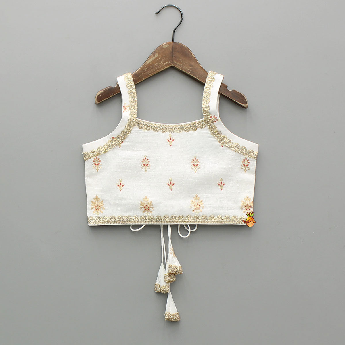 Beautiful Strappy Lace Detailed Top With Matching Lehenga And Dupatta