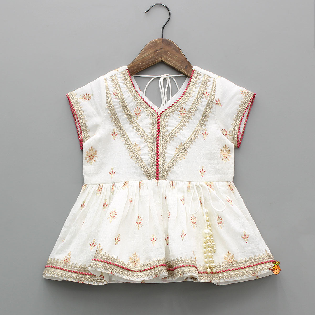 Ethnic Printed Peplum Kurti With Matching Sharara And Dupatta