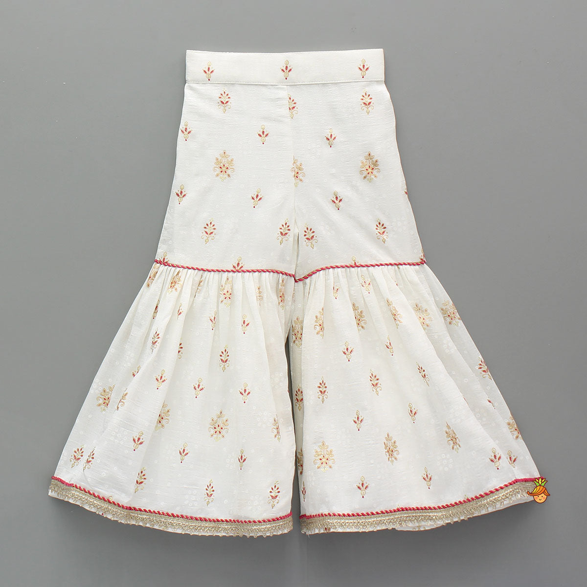 Ethnic Printed Peplum Kurti With Matching Sharara And Dupatta