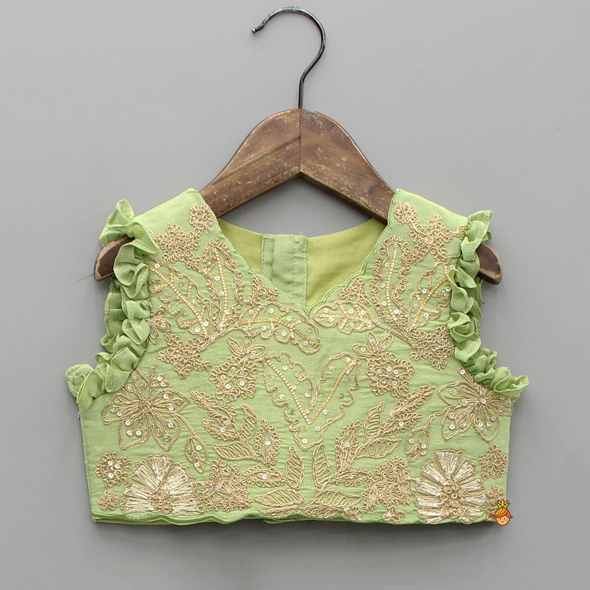 Gorgeous Shimmery Floral Embroidered Top With Matching Lehenga And Dupatta