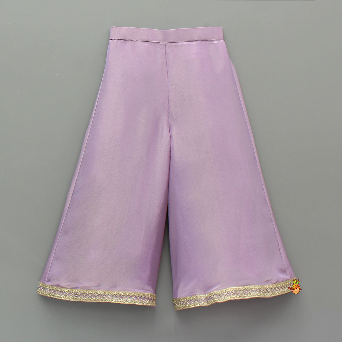 Sheen Lilac Scallop Hem Kurta With Palazzo And Dupatta