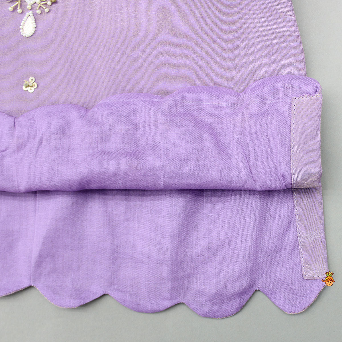Sheen Lilac Scallop Hem Kurta With Palazzo And Dupatta