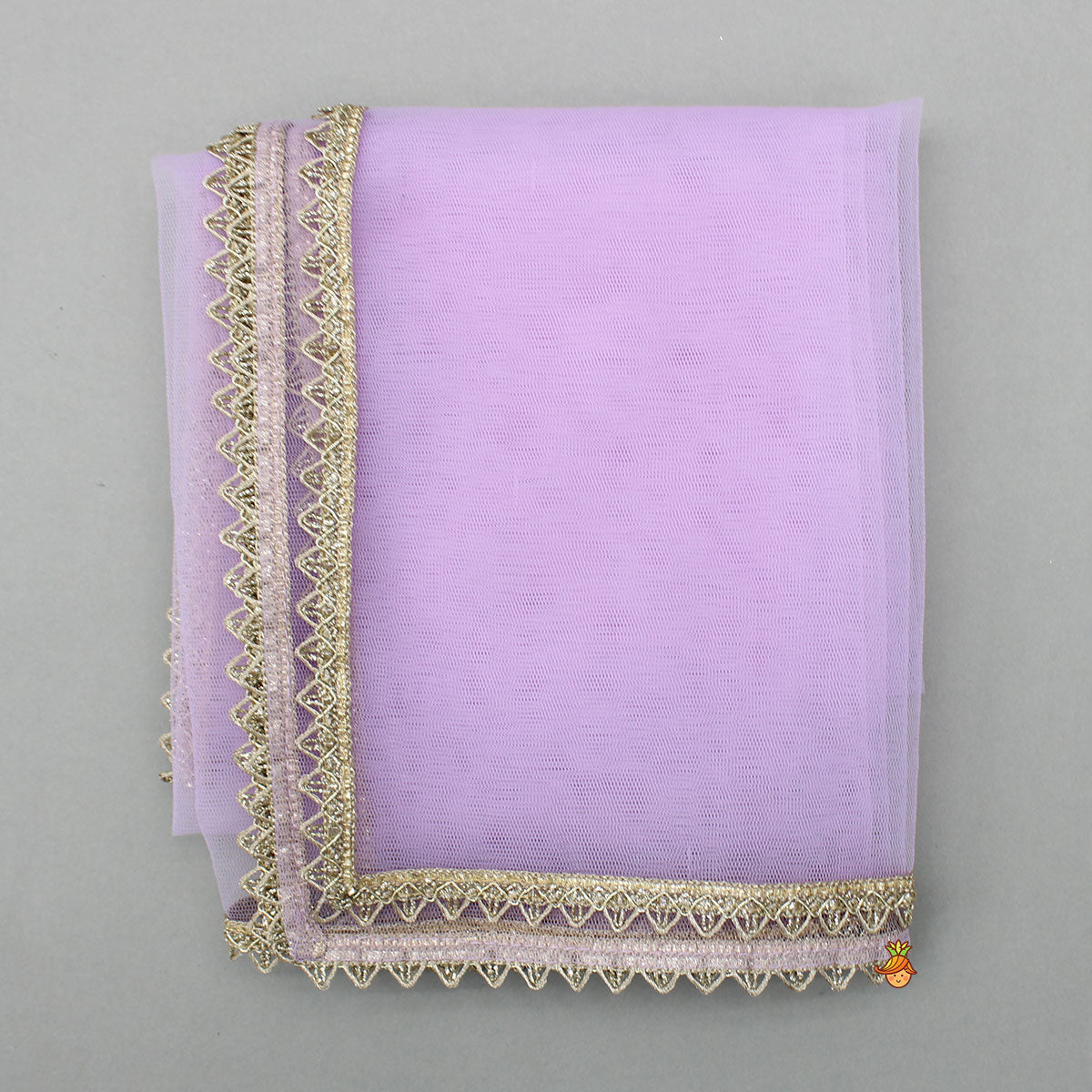 Sheen Lilac Scallop Hem Kurta With Palazzo And Dupatta