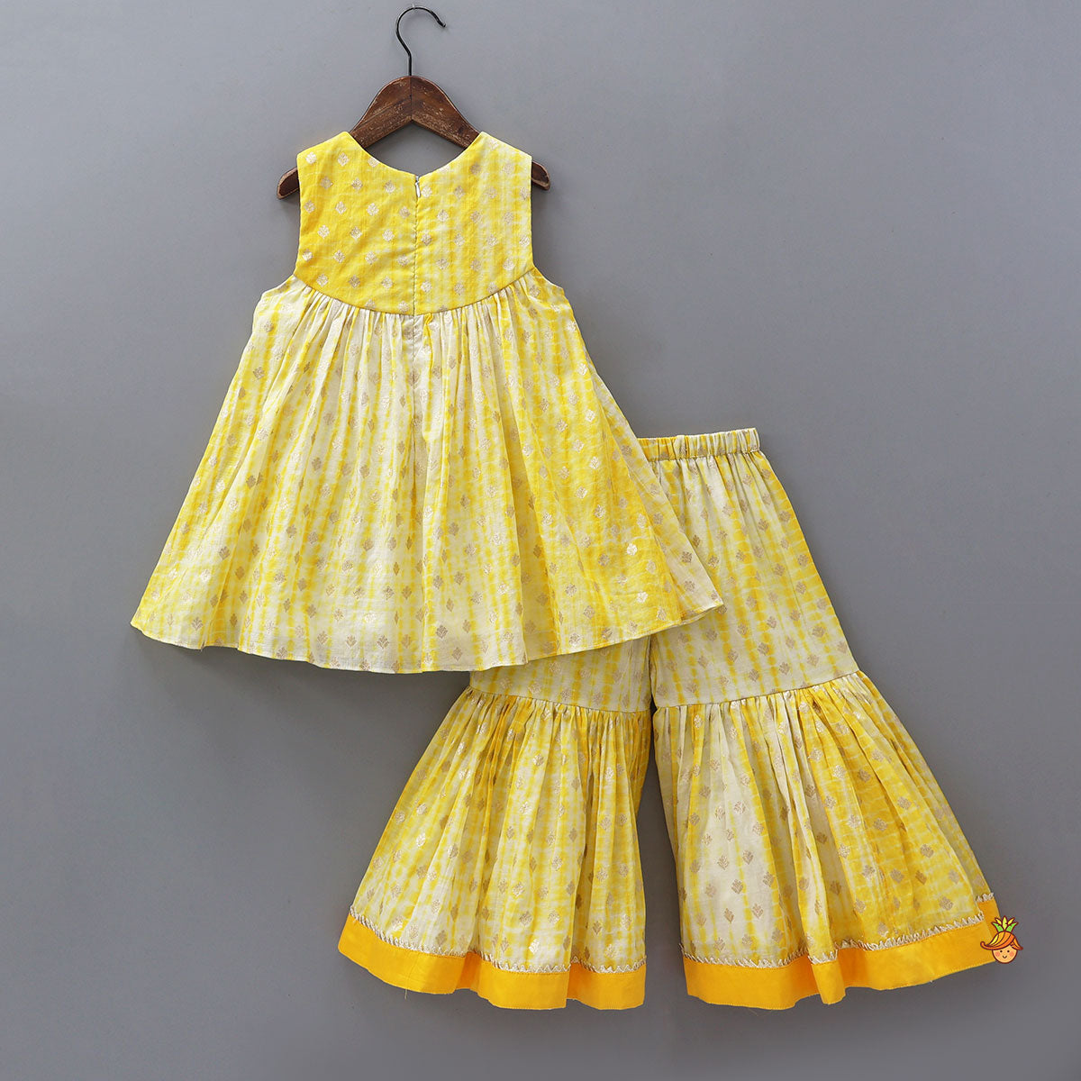 Front Slit Kurti And Sharara With Matching Dupatta