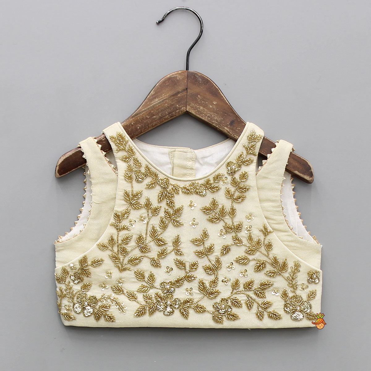 Shimmery Beige Embroidered Top With Palazzo And Dupatta