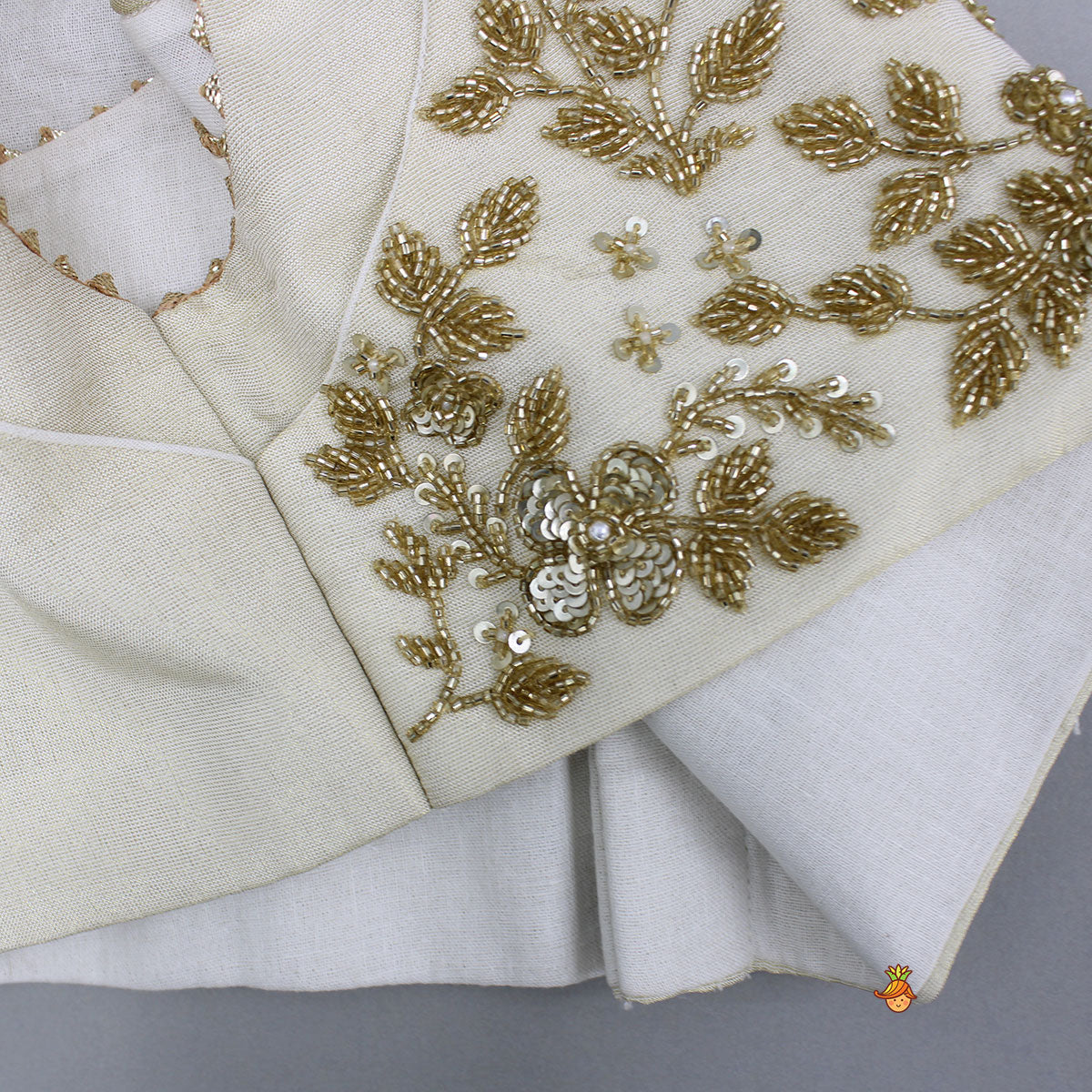 Shimmery Beige Embroidered Top With Palazzo And Dupatta