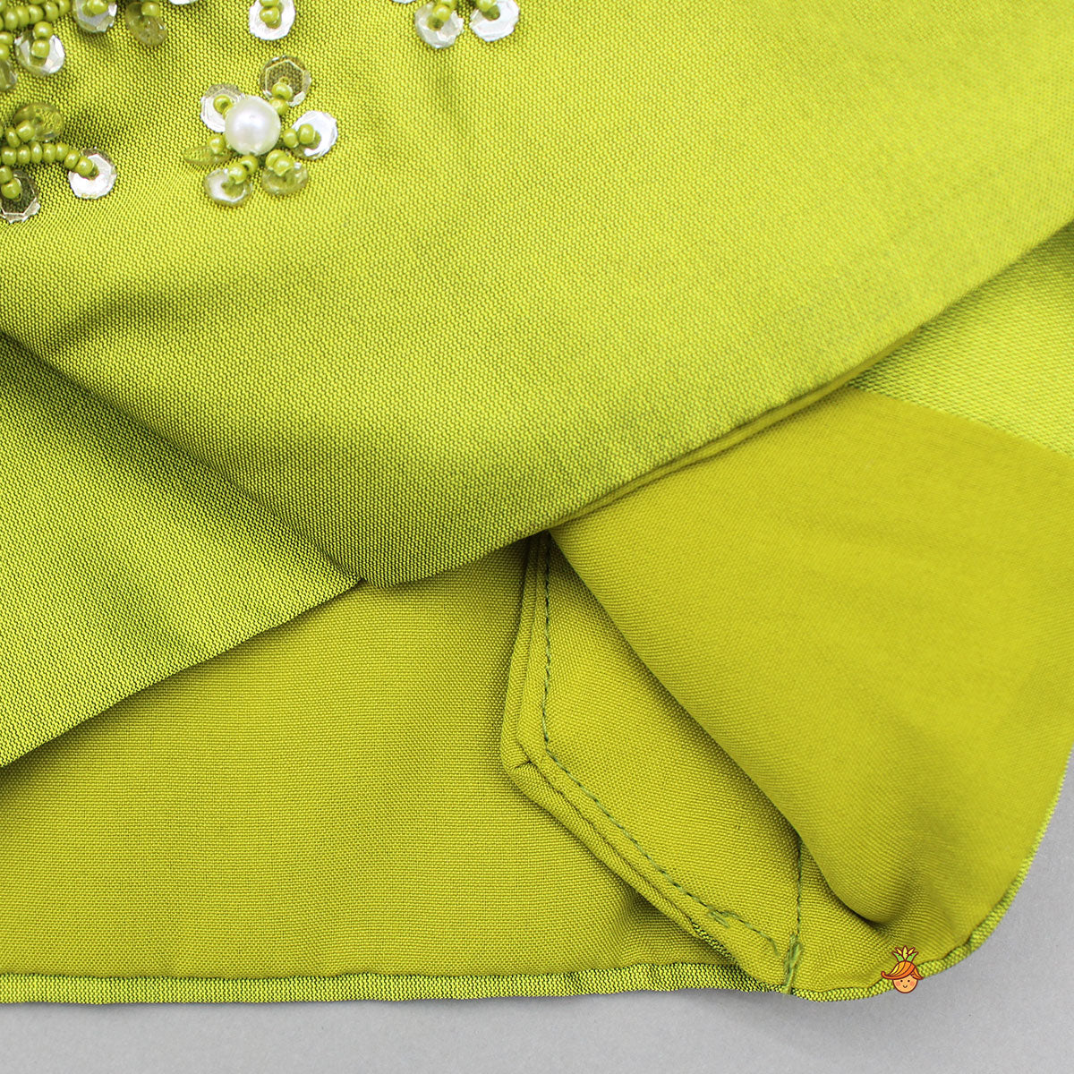 Green Blazer Style Crop Top With Lehenga
