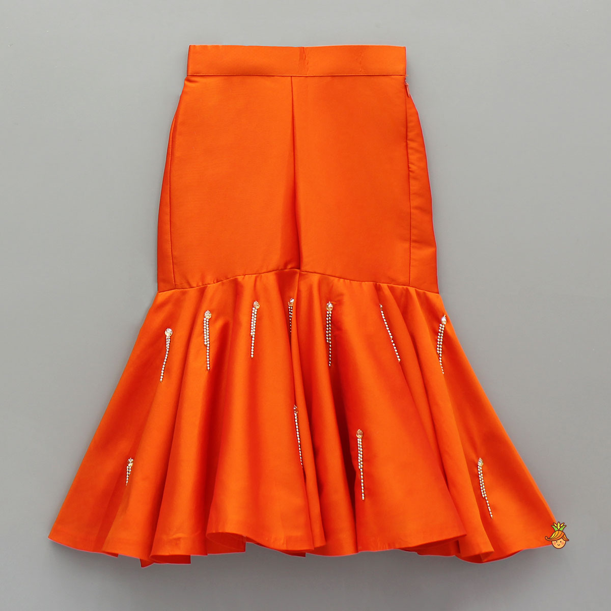 Exquisite Orange Kurti With Flared Sharara And Choker Dupatta