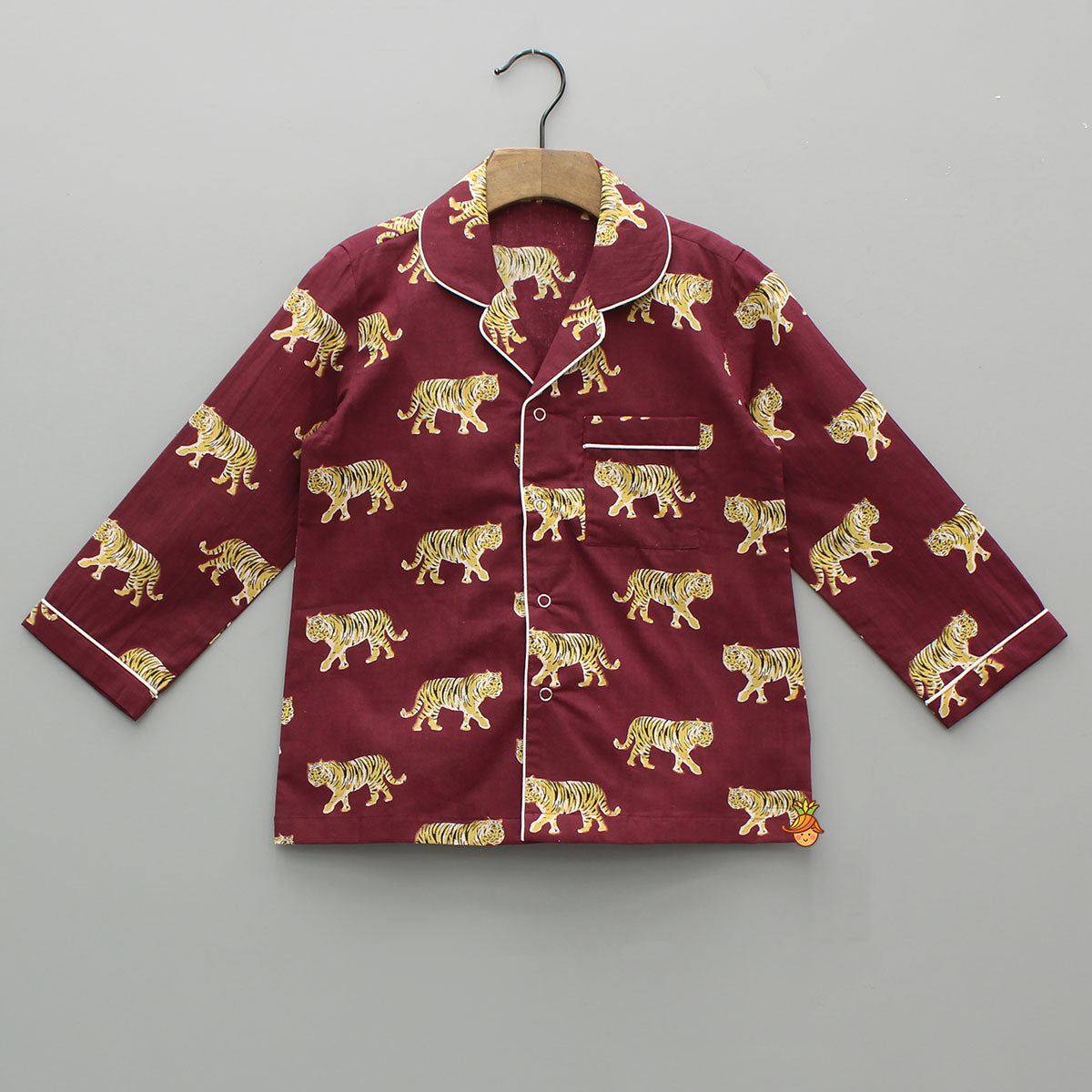 Maroon Animal Printed Cotton Sleepwear