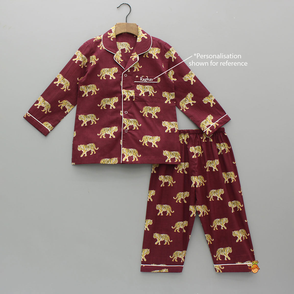 Maroon Animal Printed Cotton Sleepwear