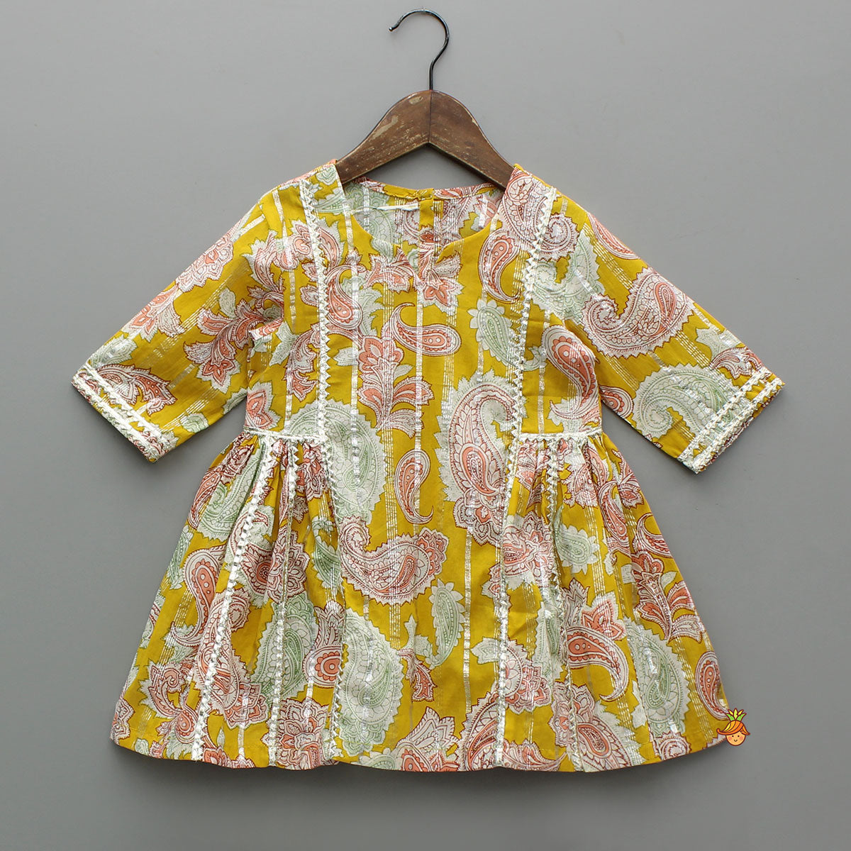 Floral Printed Cotton Lace Detailed Kurti With Sharara And Dupatta