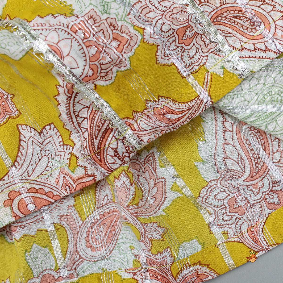 Floral Printed Cotton Lace Detailed Kurti With Sharara And Dupatta