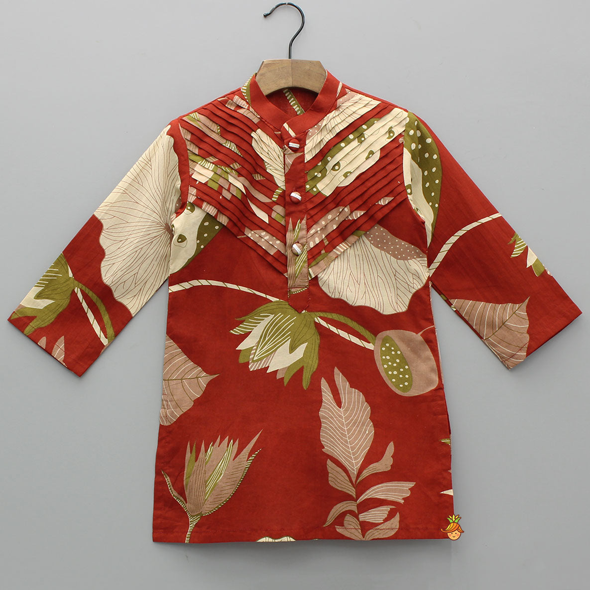 Pin Tuck Detailed Cotton Printed Kurta And Pyjama