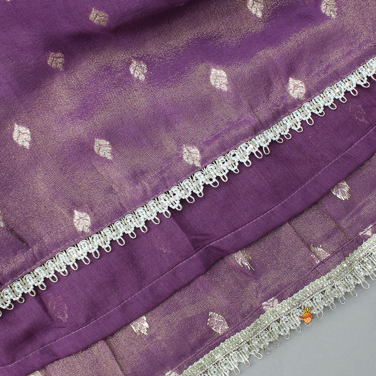 Purple Applique Top With Ombre Brocade Lehenga