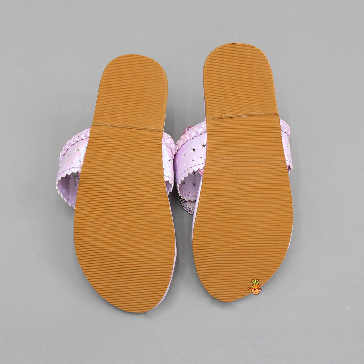 Pink Holographic Braid Detailed Kolhapuri Flats