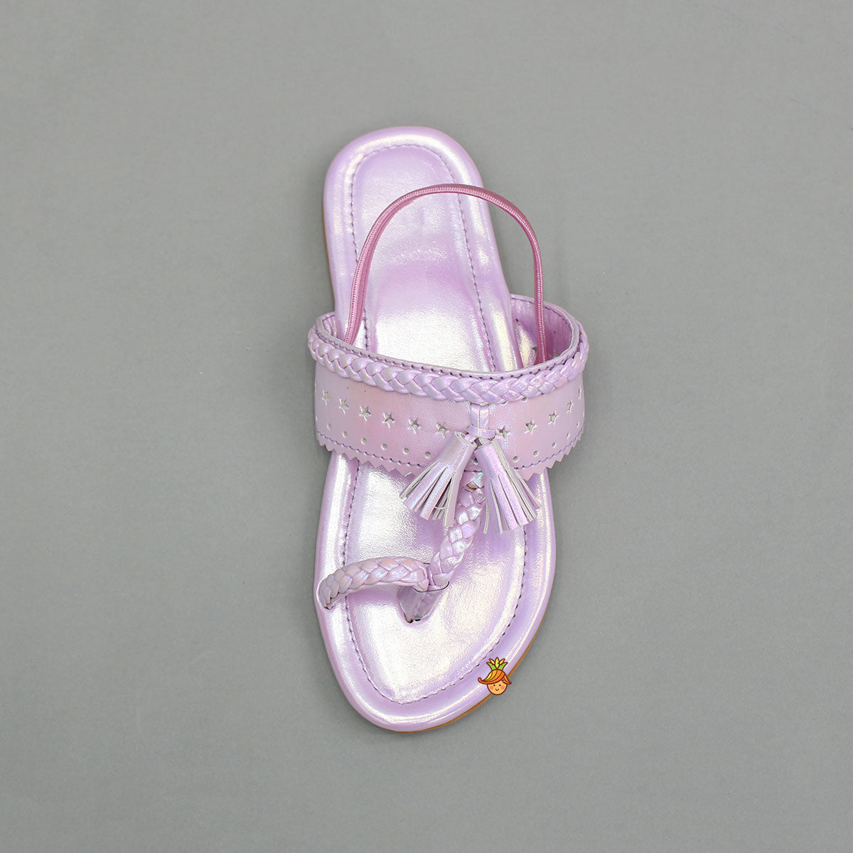 Pink Holographic Braid Detailed Kolhapuri Flats
