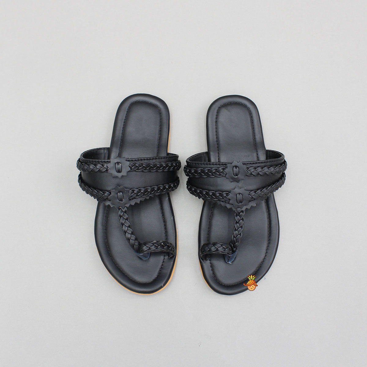 Black Braided Kolhapuri Flats