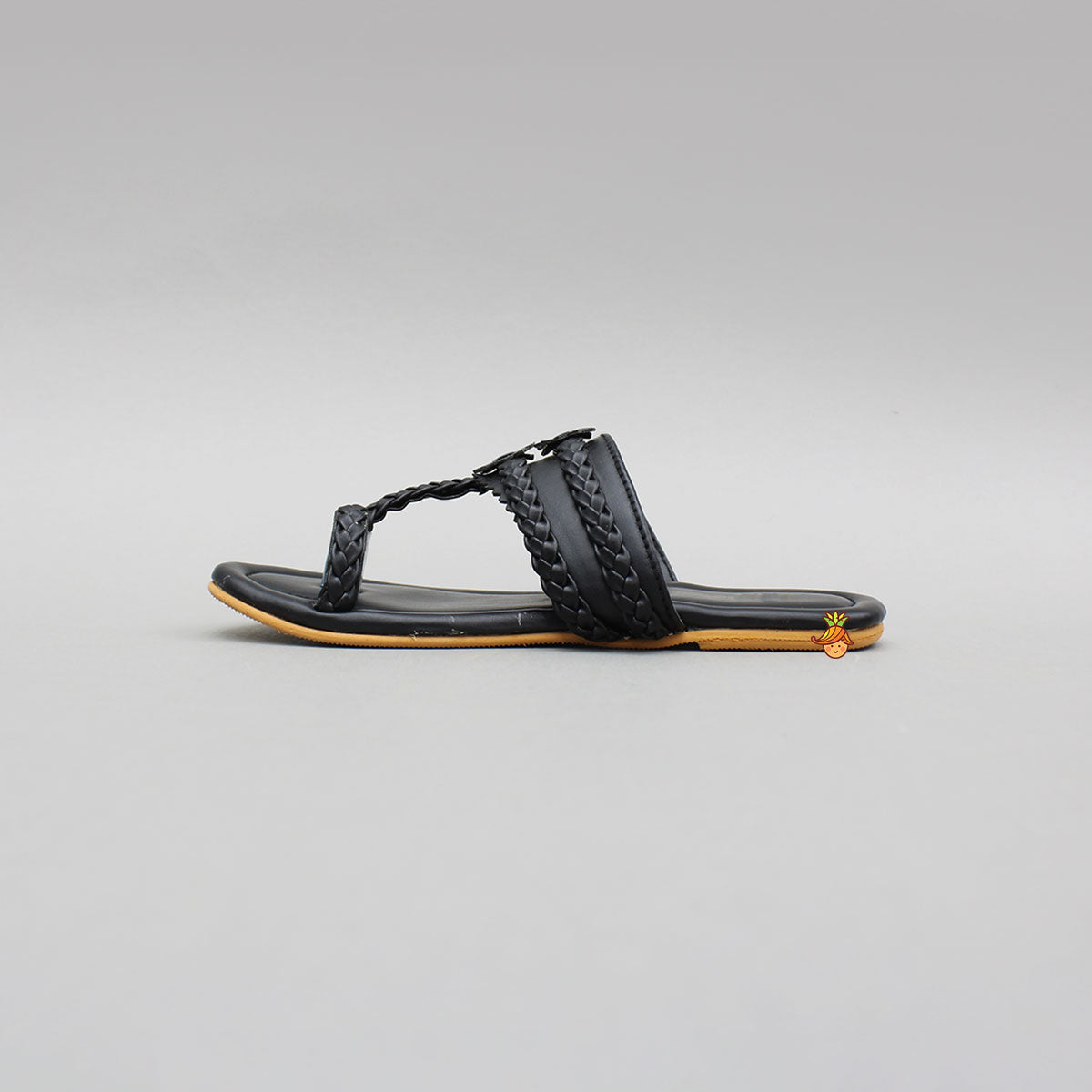 Black Braided Kolhapuri Flats