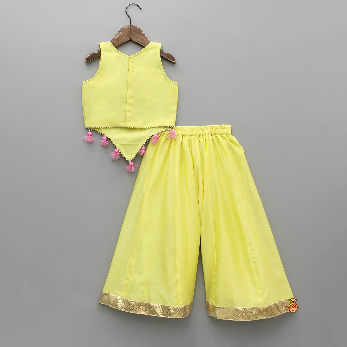 Sleeveless Embroidered Stylish Hem Top With Palazzo
