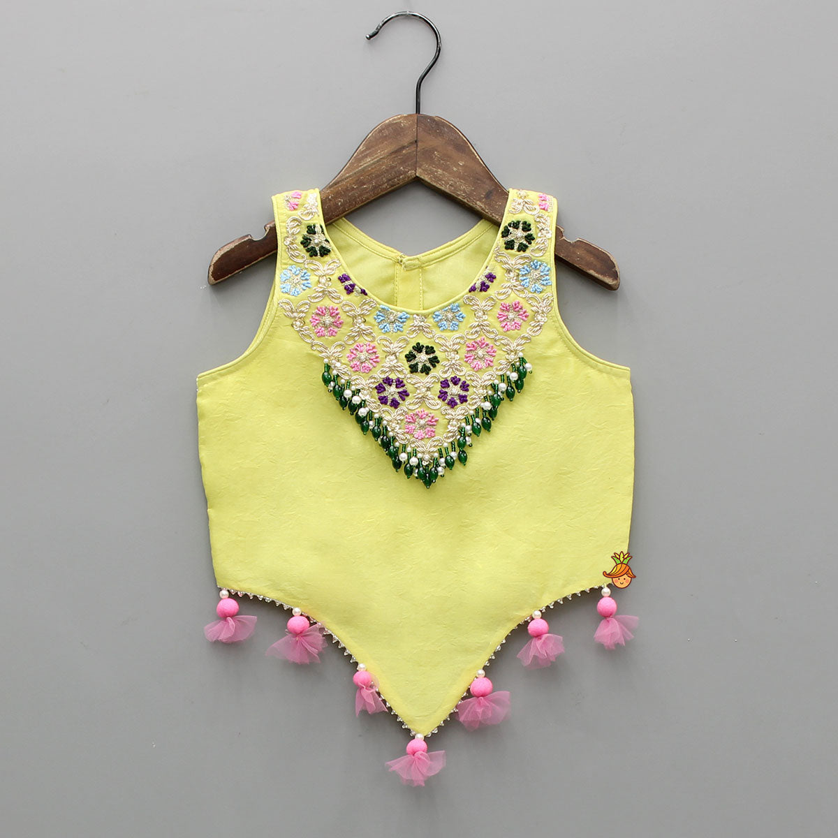 Sleeveless Embroidered Stylish Hem Top With Palazzo