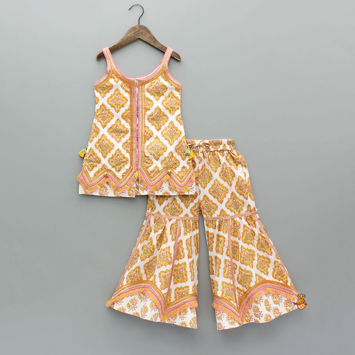 Floral Printed Cotton Kurti With Matching Sharara