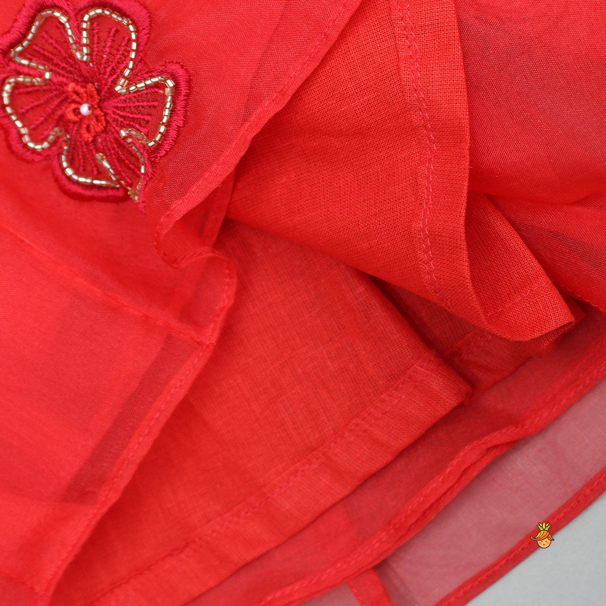 Lovely Red Halter Neck Organza Top And Palazzo