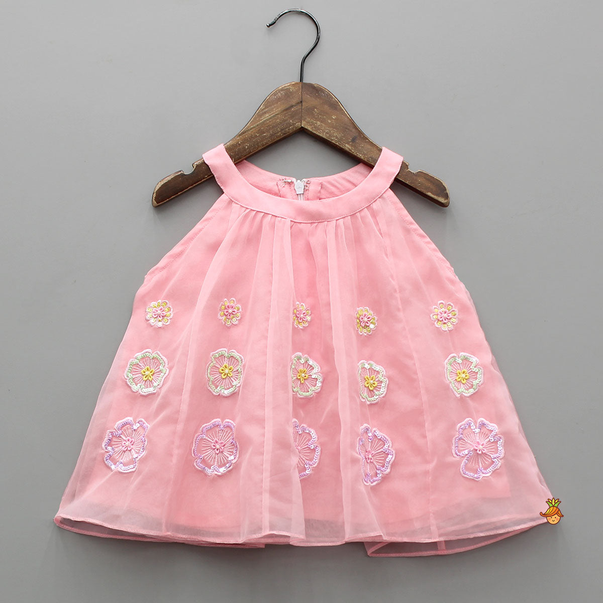 Lovely Pink Halter Neck Organza Top With Palazzo