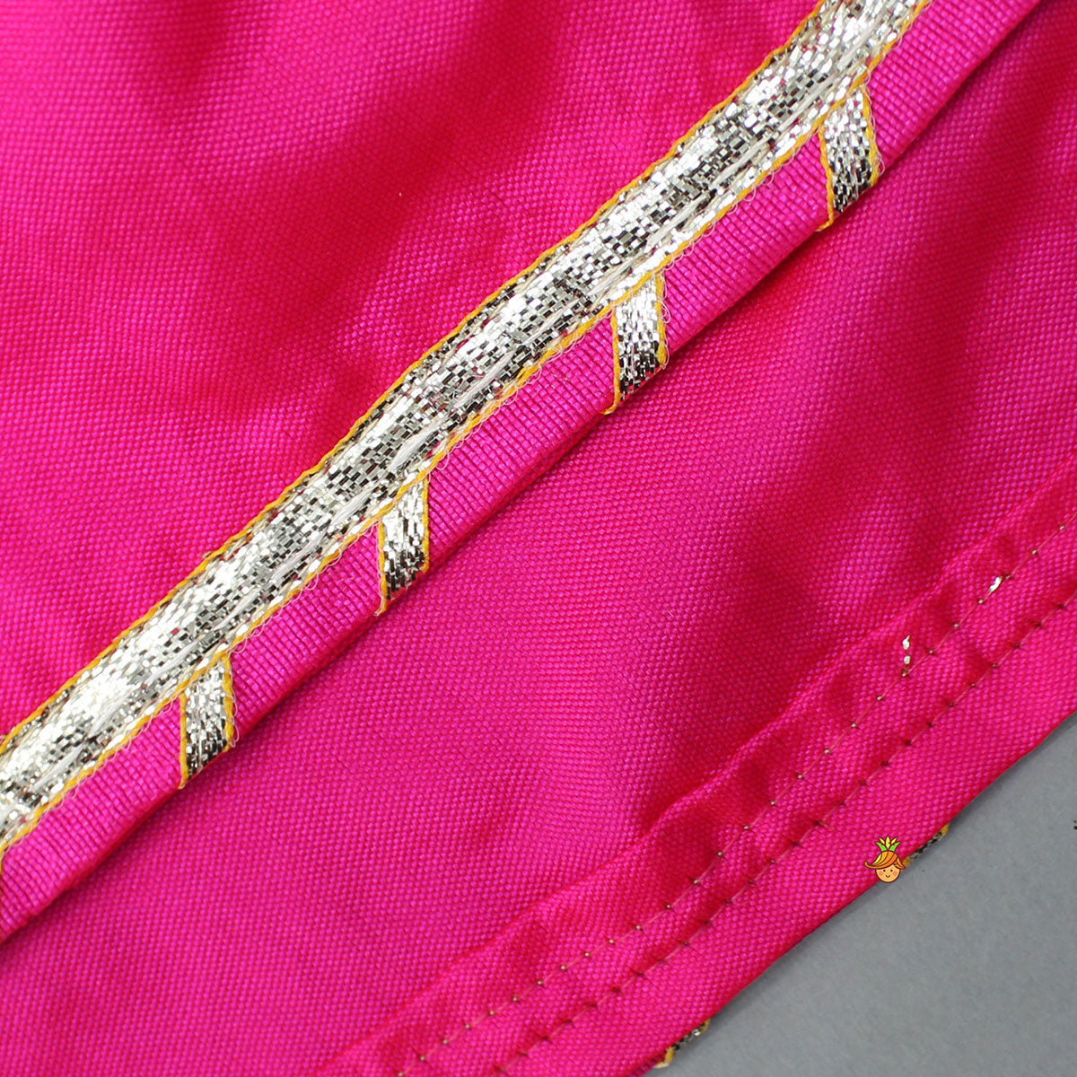 Stunning Bow Embellished Floral Top With Matching Lehenga And Attached Pouch