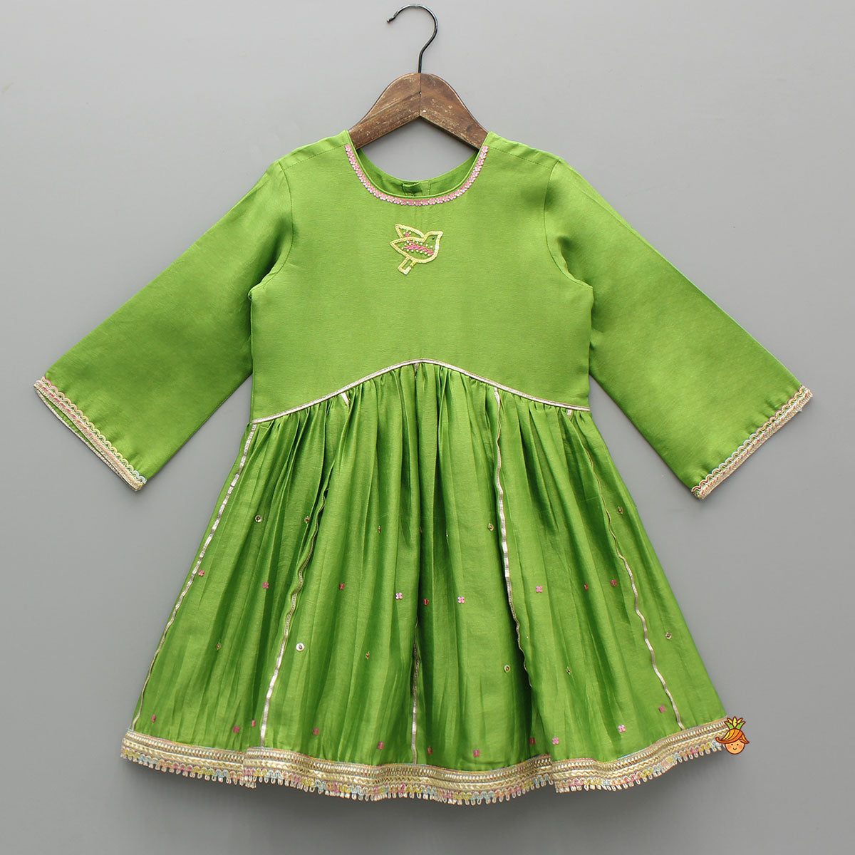 Green Kurti With Vest Style Jacket And Pant And Dupatta