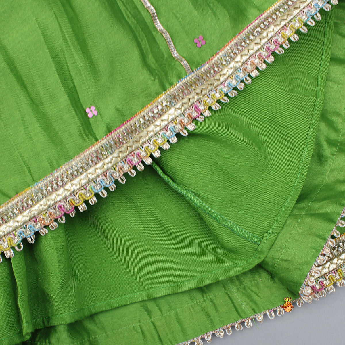 Green Kurti With Vest Style Jacket And Pant And Dupatta