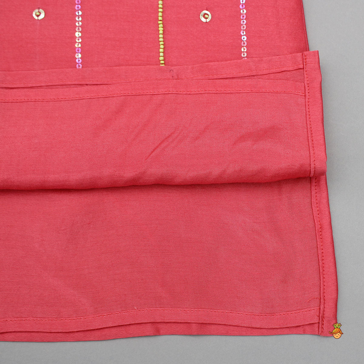 Red Bead And Sequin Embellished Kurta With Pyjama