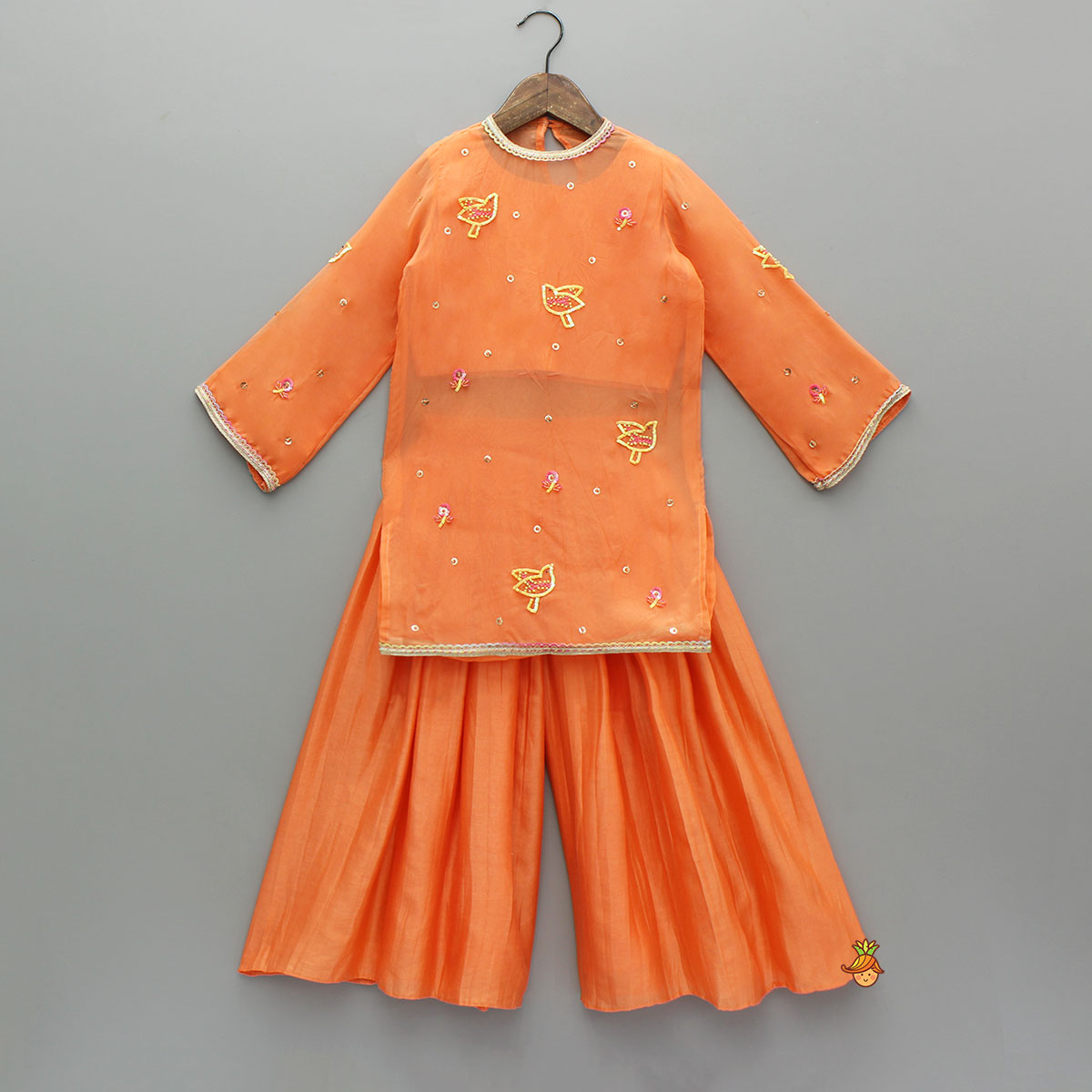 Sleeveless Top With Embroidered Kurti And Palazzo