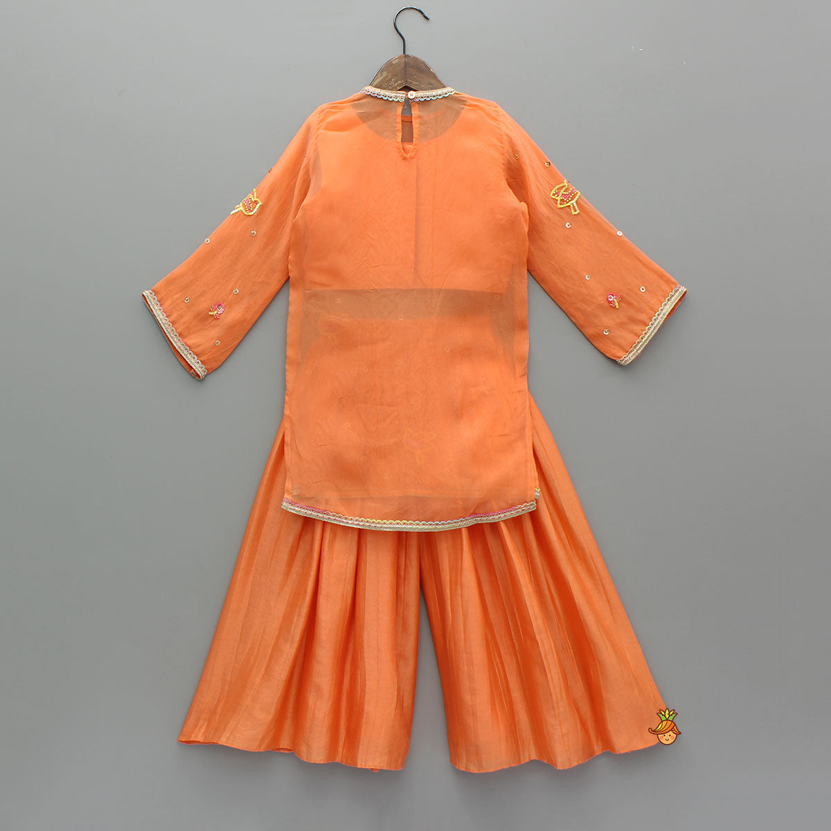 Sleeveless Top With Embroidered Kurti And Palazzo