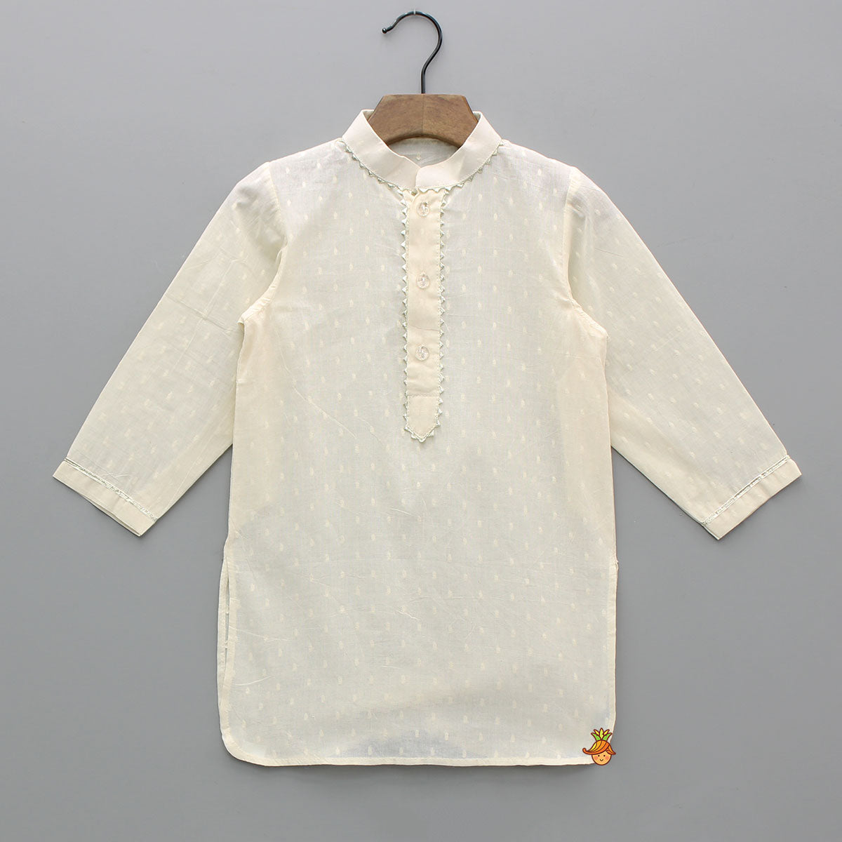 Off White Kurta With Beautiful Embroidered Jacket And Pyjama