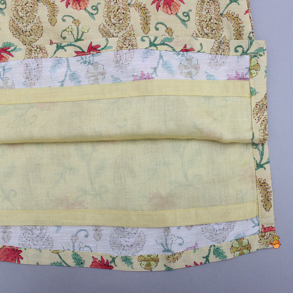 Beige Floral Printed Kurta With Matching Pyjama