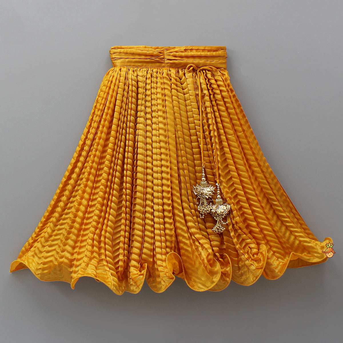 Beautiful Yellow Shimmery Halter Neck Top With Lehenga