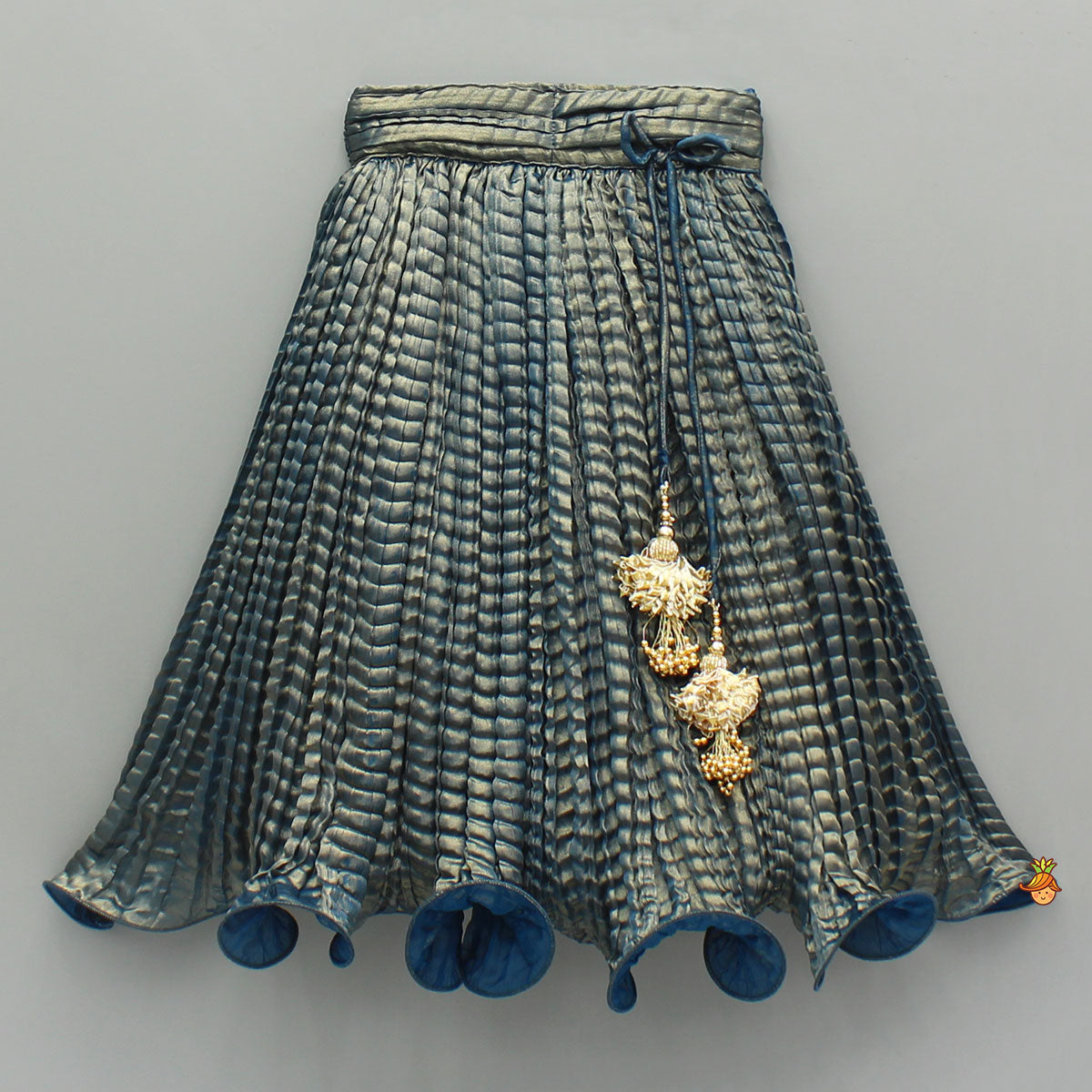 Beautiful Blue Shimmery Halter Neck Top With Lehenga