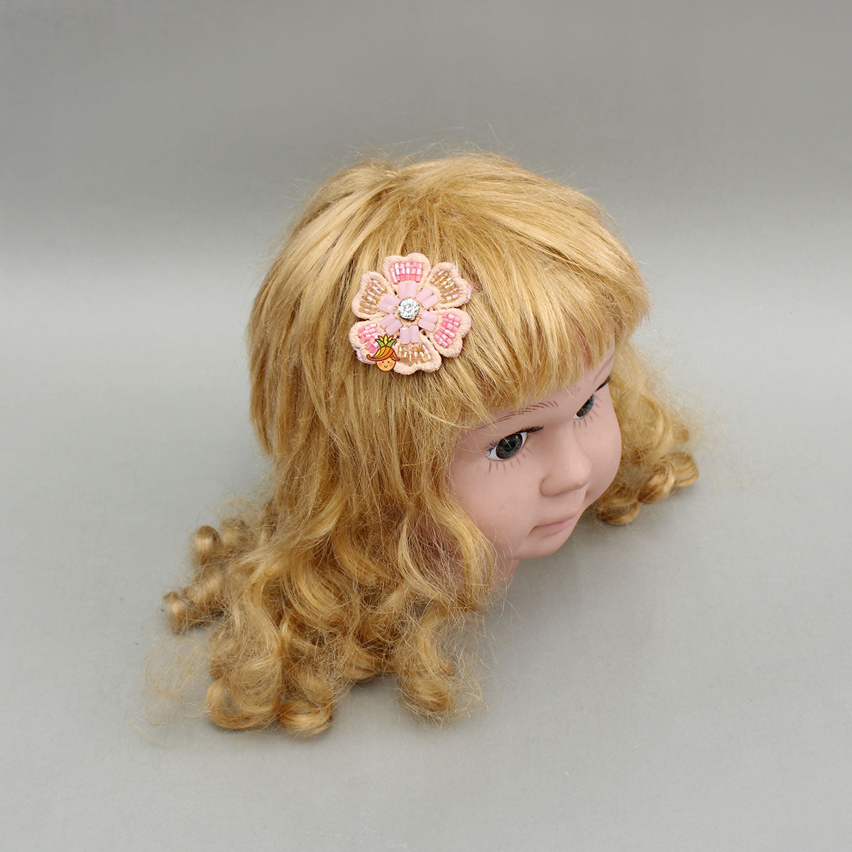 Cute Floral Embroidered Set of 4 Embellished Hair Clips